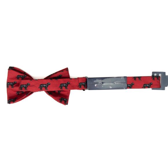 Saddlebred Adjustable Pre-tied 100% Silk Red Dog Print Bowtie - Picture 3 of 6